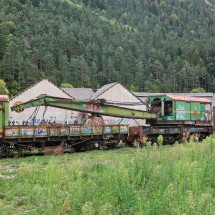 Rotten railway equipment and wagon in Canfranc